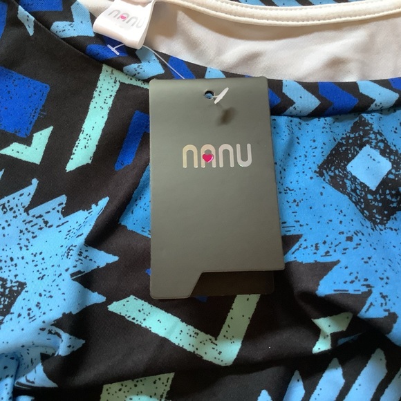 NANU Tunic Women’s 1X Long Sleeve Abstract Pattern Black/Blue - Picture 3 of 13